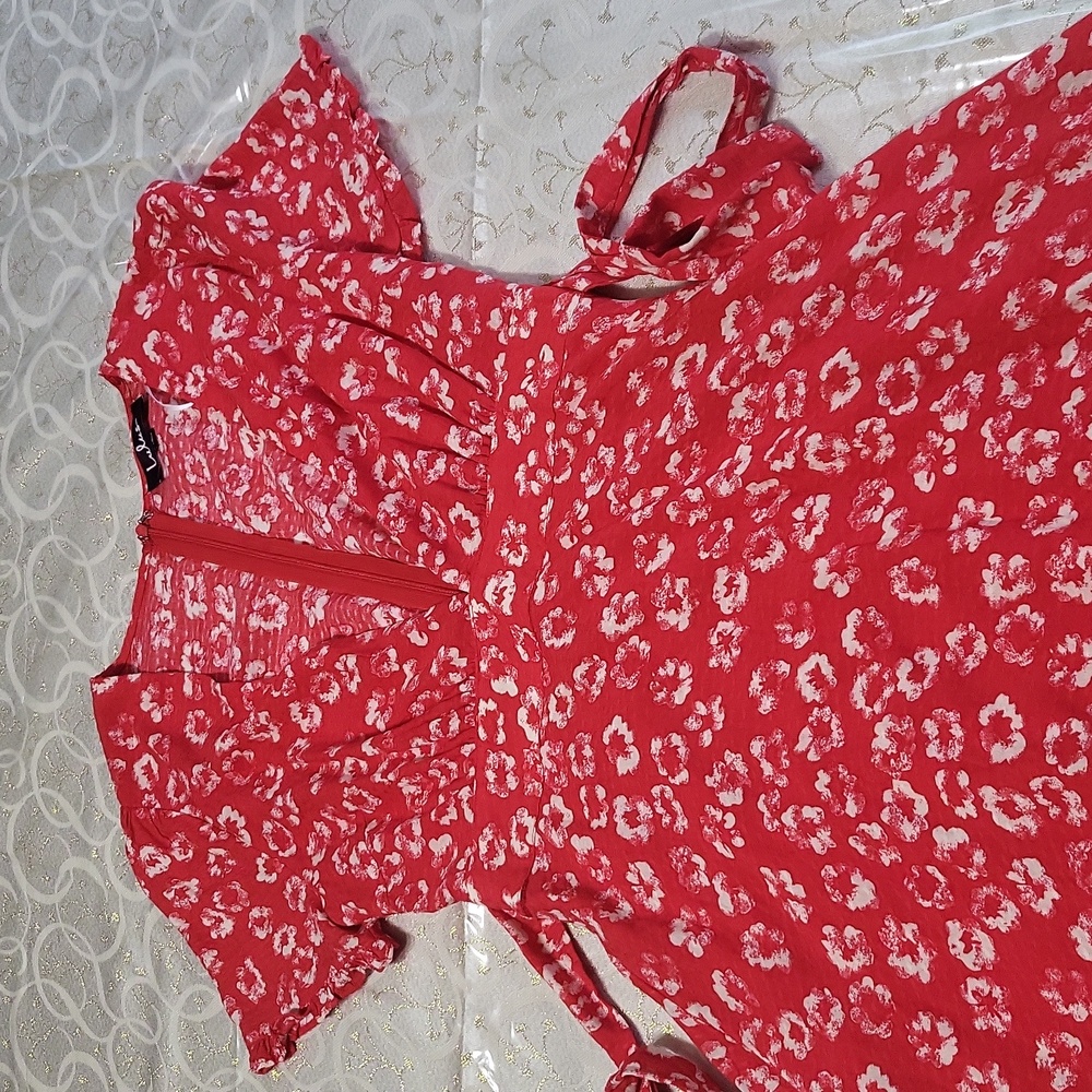 Lulus Garden Explorer Red White Floral Small Mini Dress